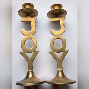 2 vintage solid brass candle holders